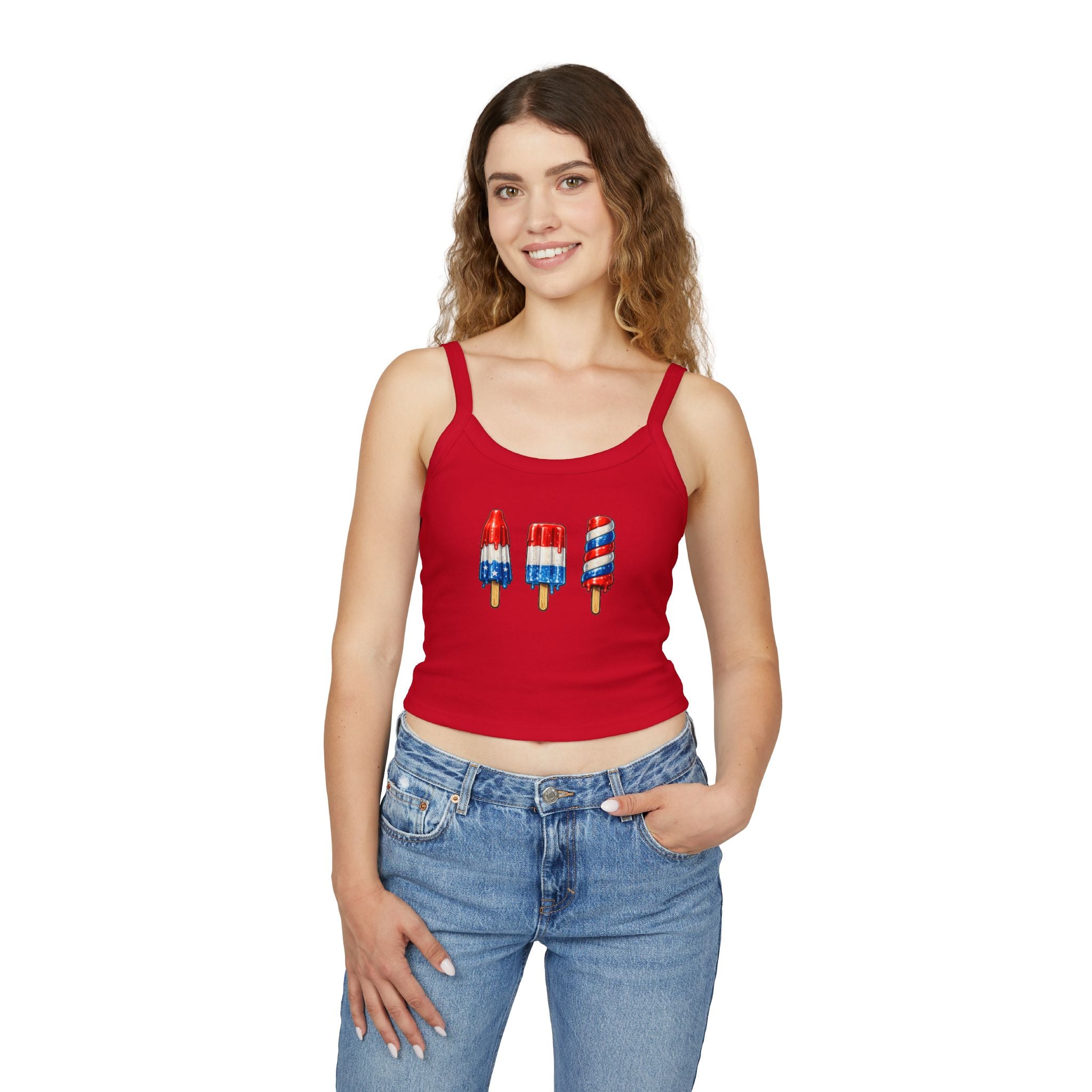 Stars, Stripes & Popsicles Women’s Spaghetti Strap Tank Top