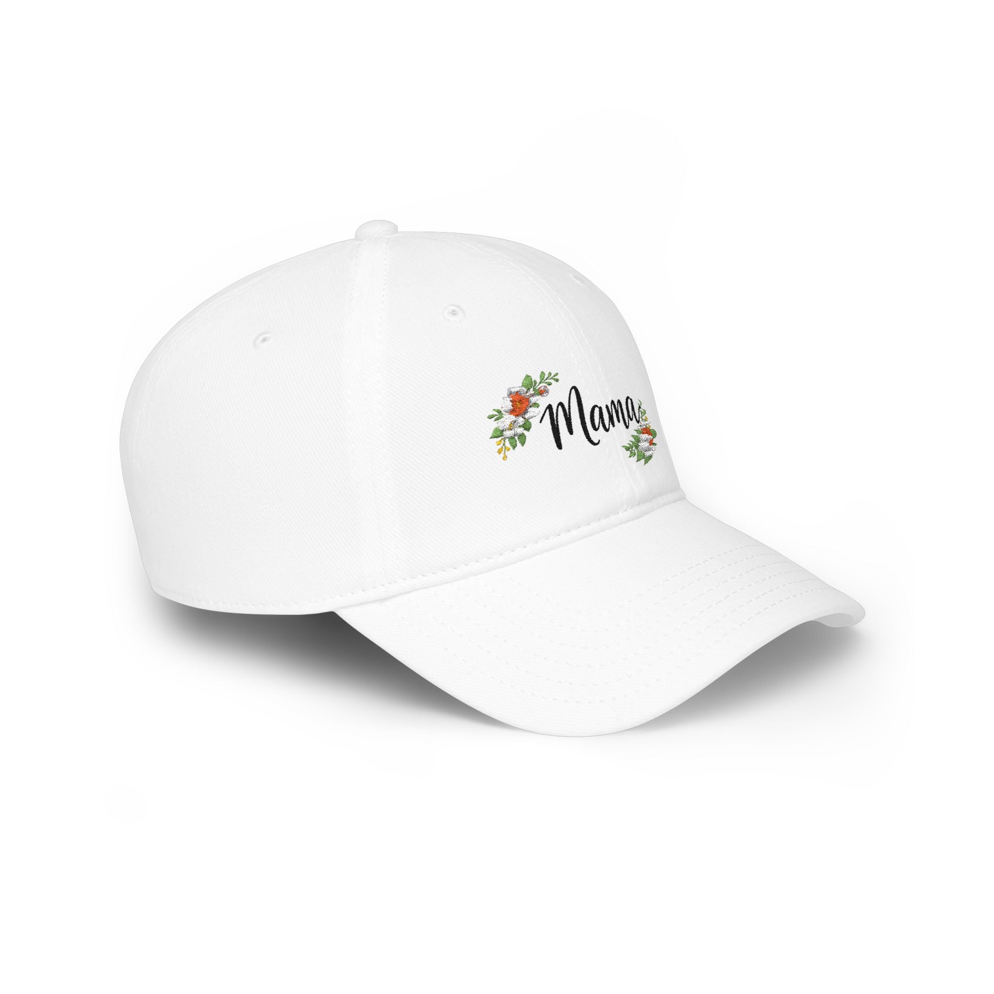 Floral Accent Low Profile Baseball Cap — Subtle Flower Embroidered Hat