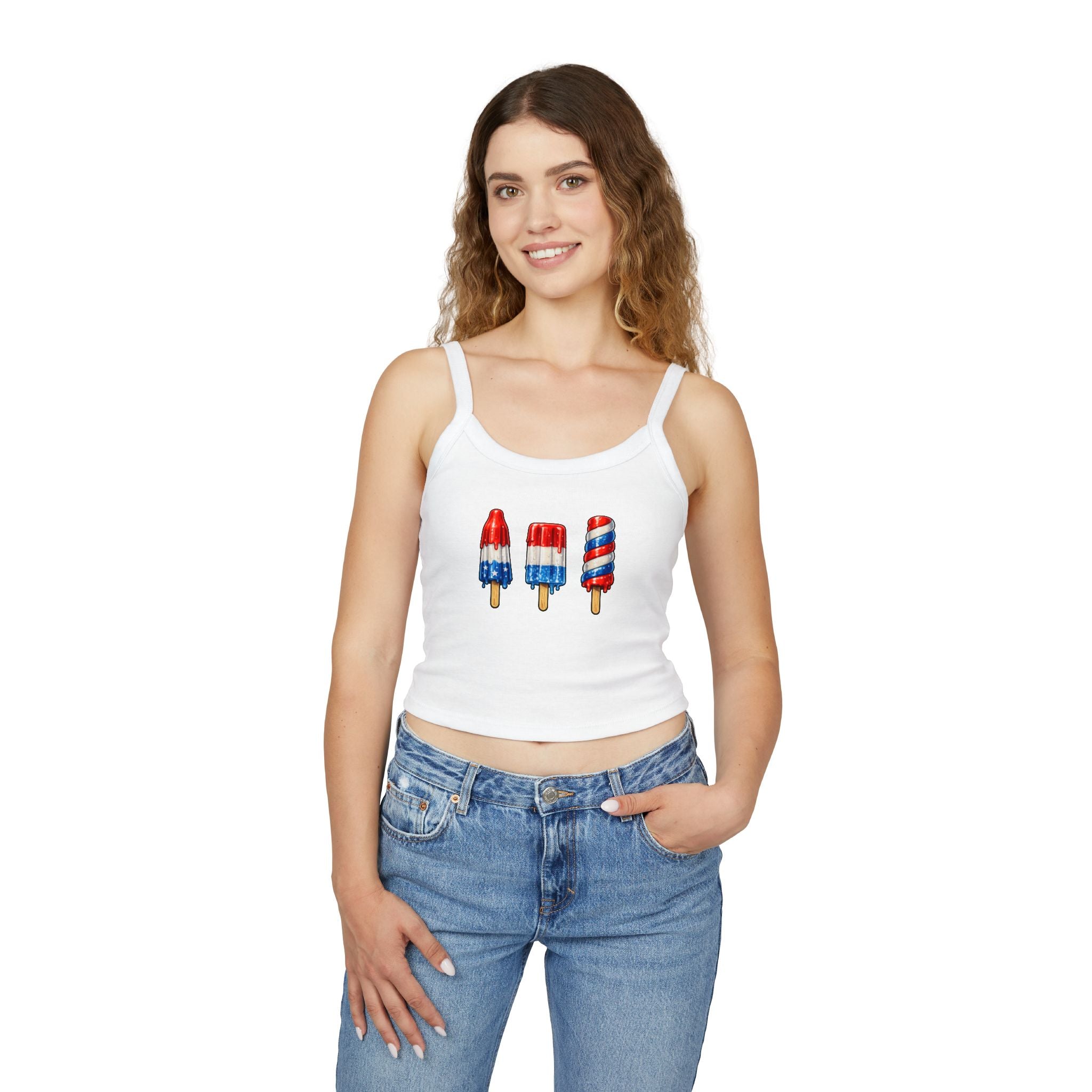 Stars, Stripes & Popsicles Women’s Spaghetti Strap Tank Top