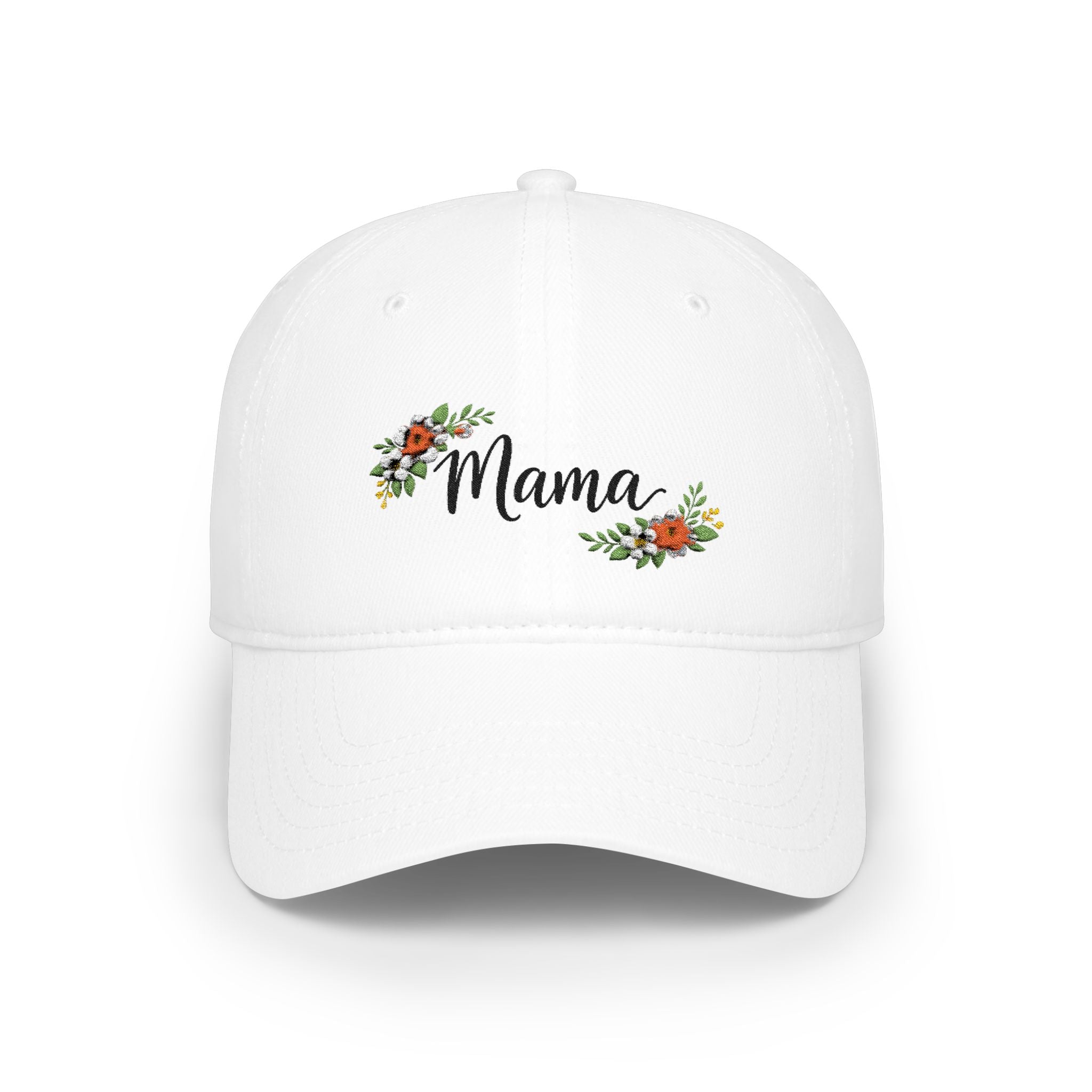 Floral Accent Low Profile Baseball Cap — Subtle Flower Embroidered Hat