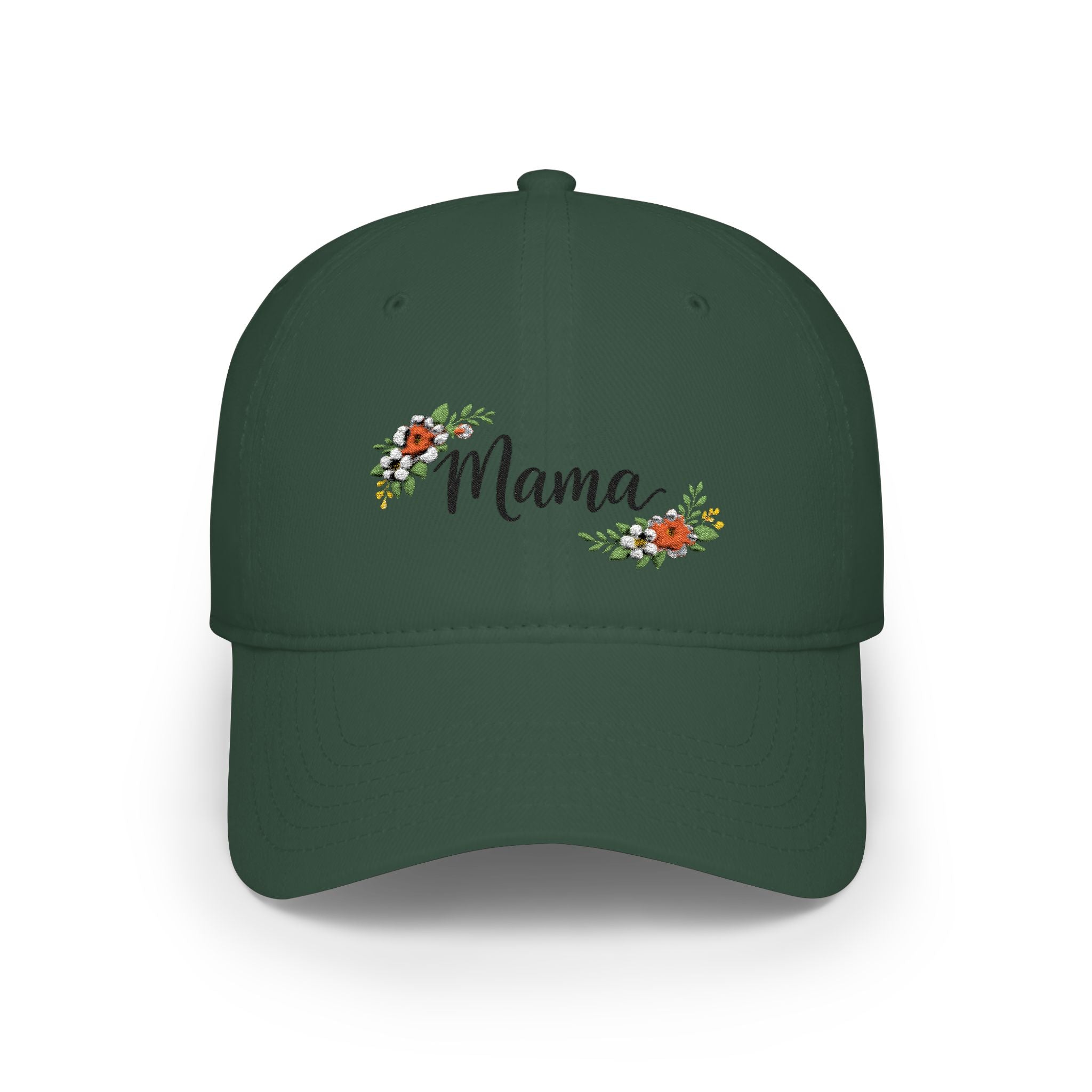 Floral Accent Low Profile Baseball Cap — Subtle Flower Embroidered Hat