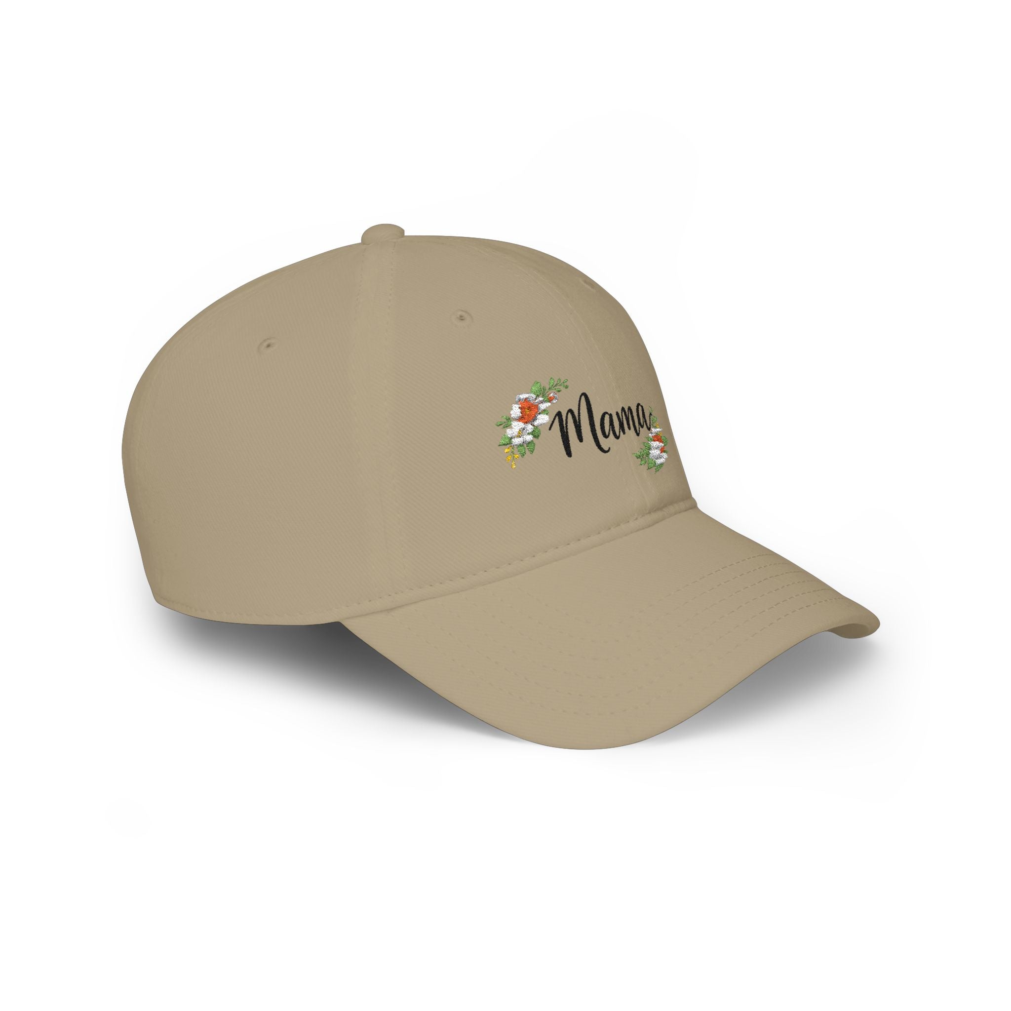 Floral Accent Low Profile Baseball Cap — Subtle Flower Embroidered Hat