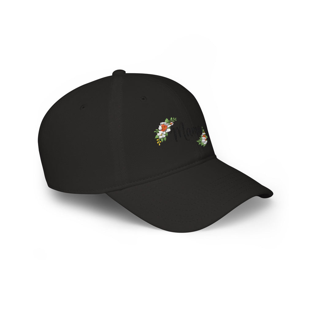Floral Accent Low Profile Baseball Cap — Subtle Flower Embroidered Hat