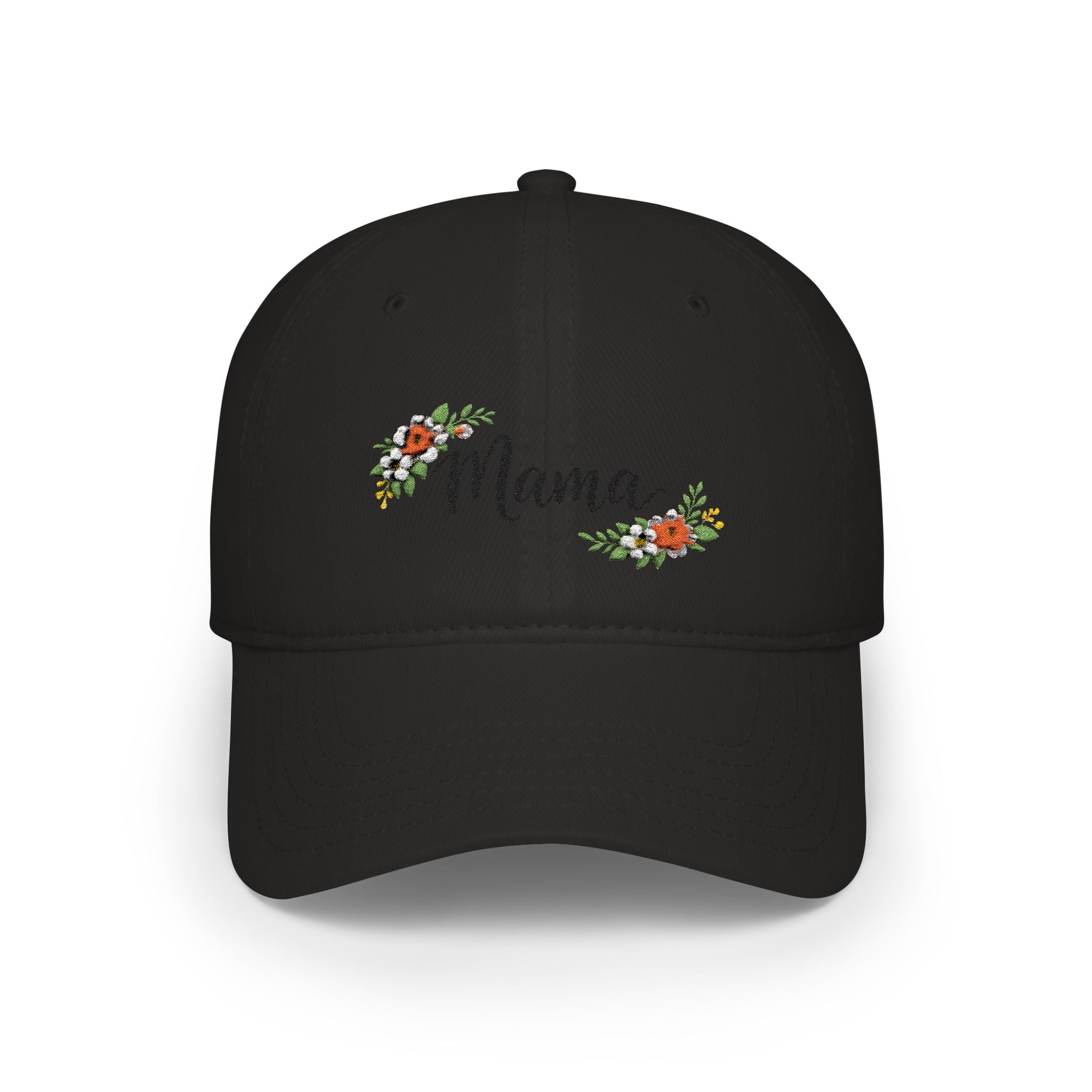 Floral Accent Low Profile Baseball Cap — Subtle Flower Embroidered Hat