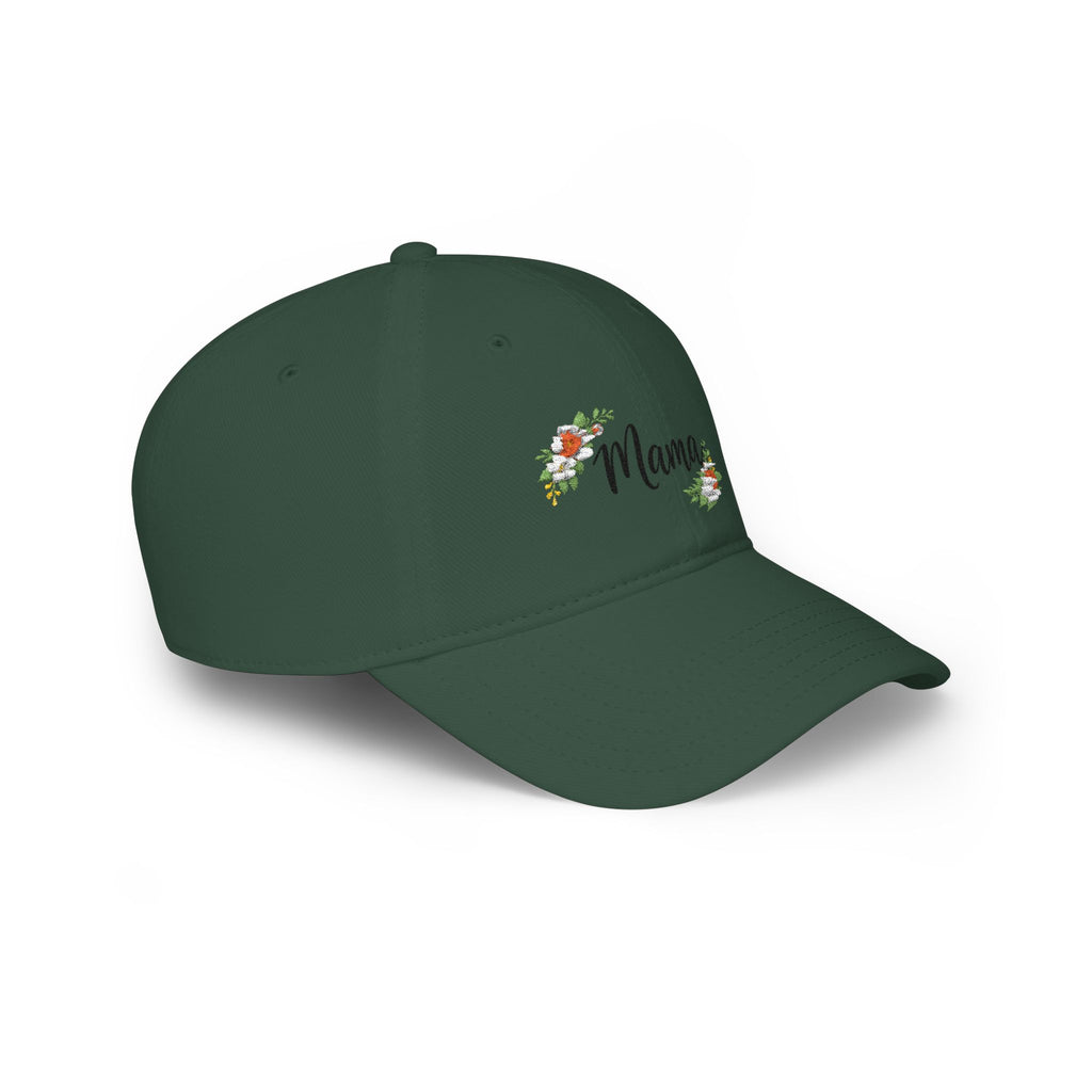 Floral Accent Low Profile Baseball Cap — Subtle Flower Embroidered Hat