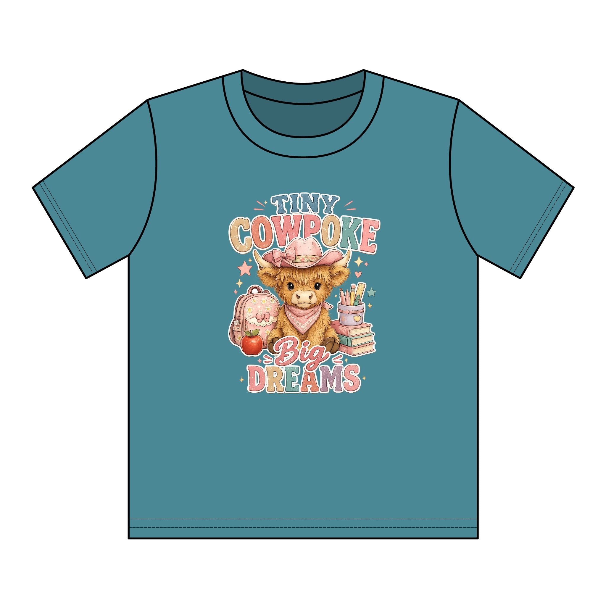 Tiny Cowpoke, Big Dreams | Western Back-to-School Graphic Tee (Girl)