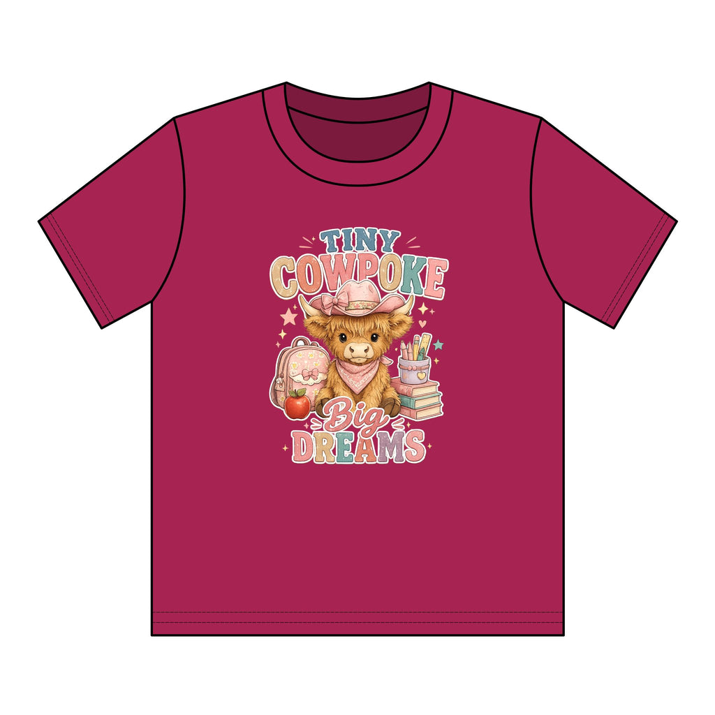 Tiny Cowpoke, Big Dreams | Western Back-to-School Graphic Tee (Girl)