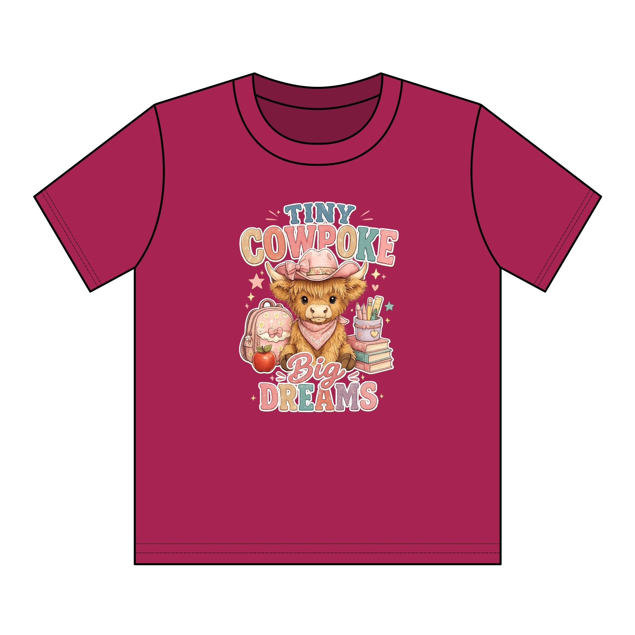 Tiny Cowpoke, Big Dreams | Western Back-to-School Graphic Tee (Girl)