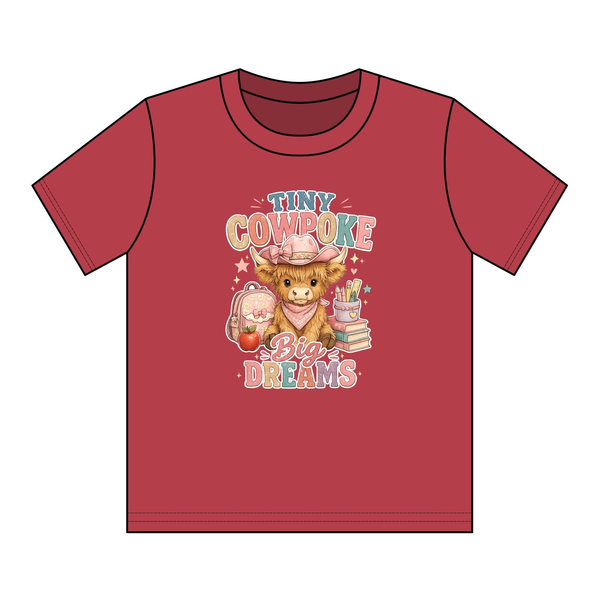 Tiny Cowpoke, Big Dreams | Western Back-to-School Graphic Tee (Girl)