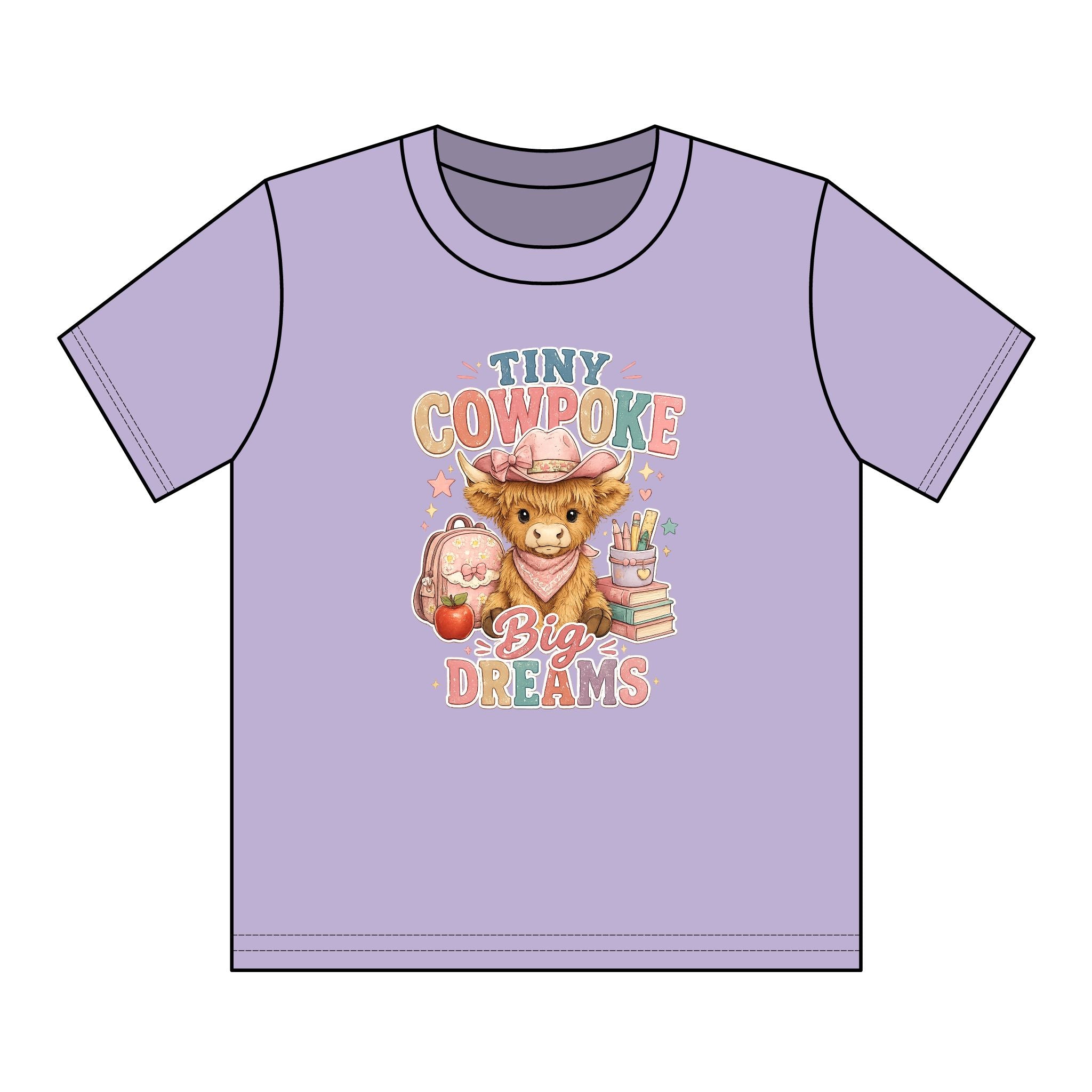 Tiny Cowpoke, Big Dreams | Western Back-to-School Graphic Tee (Girl)