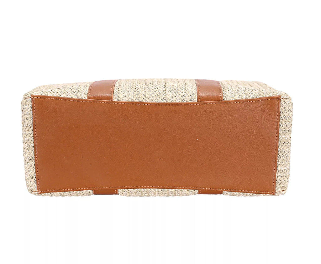 David Jones Square Woven Tote Handbag