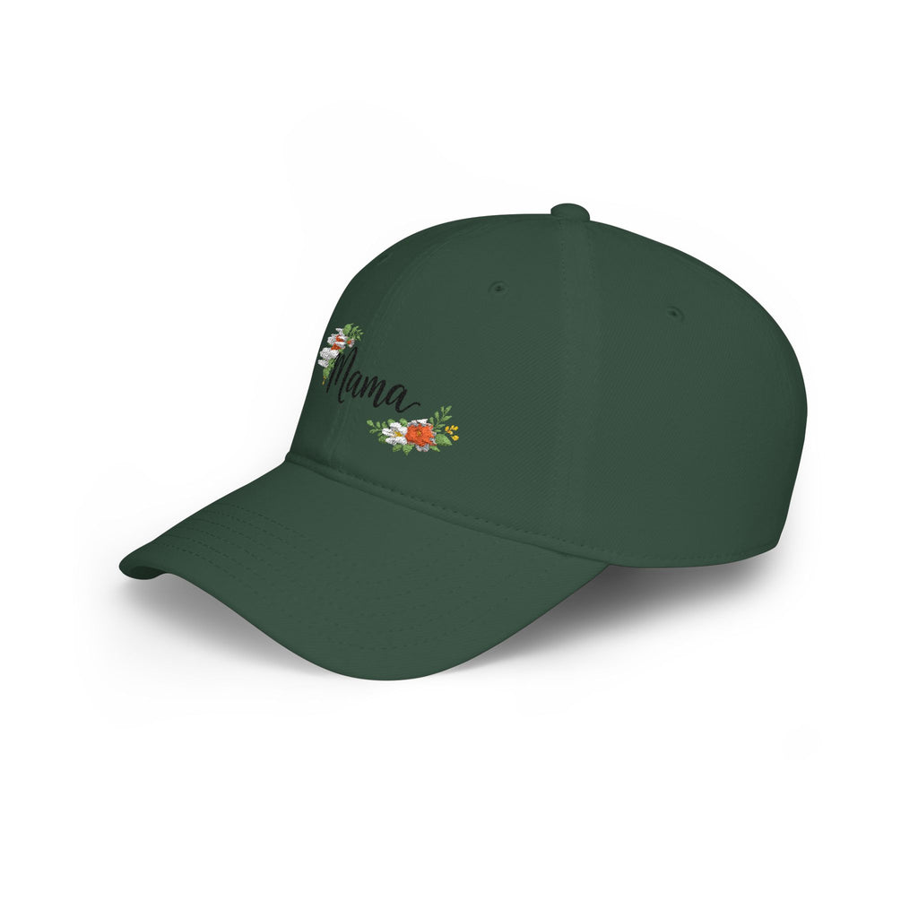 Floral Accent Low Profile Baseball Cap — Subtle Flower Embroidered Hat