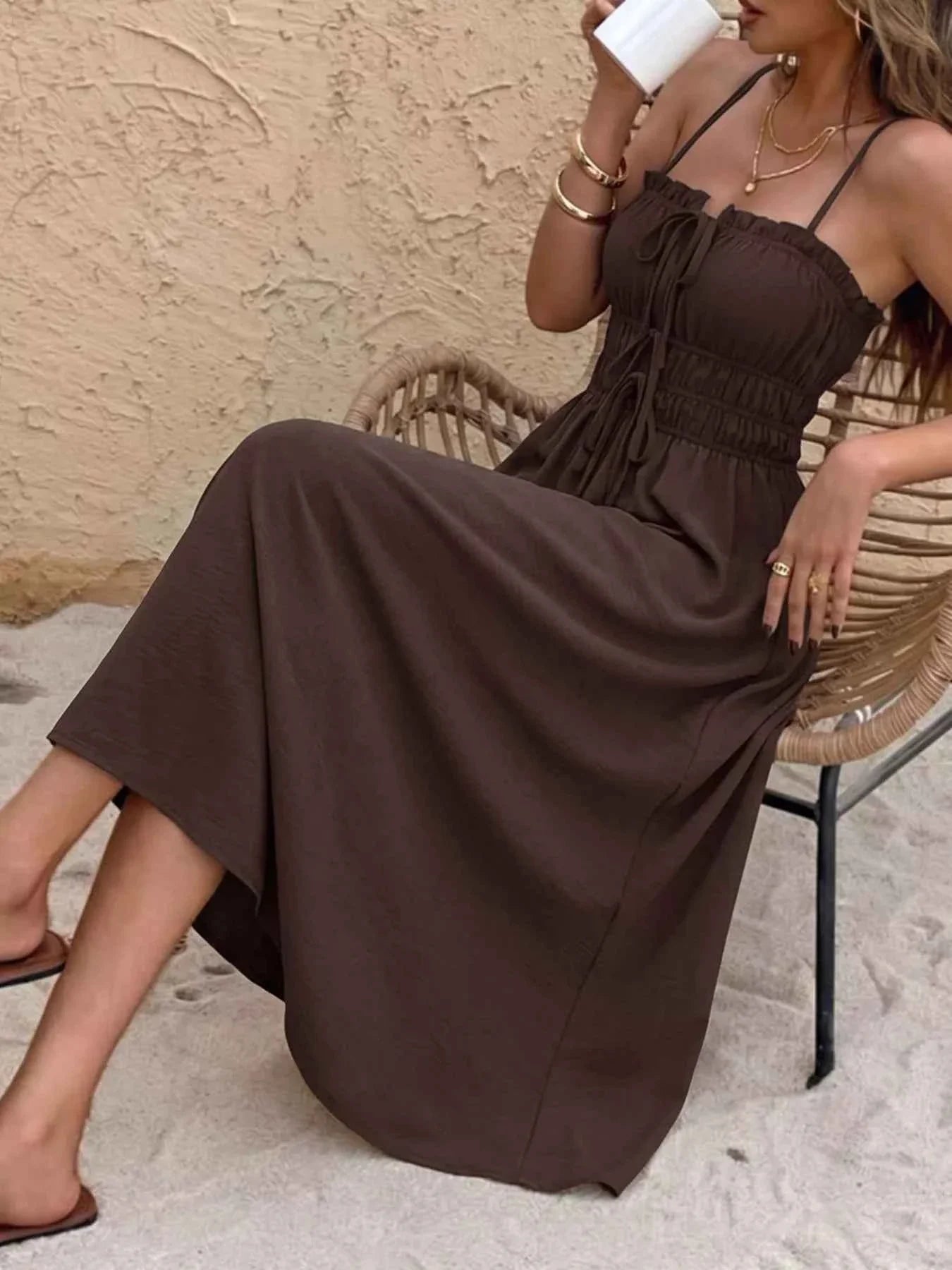 A-Line Dress with Stylish Tie-Front Detail