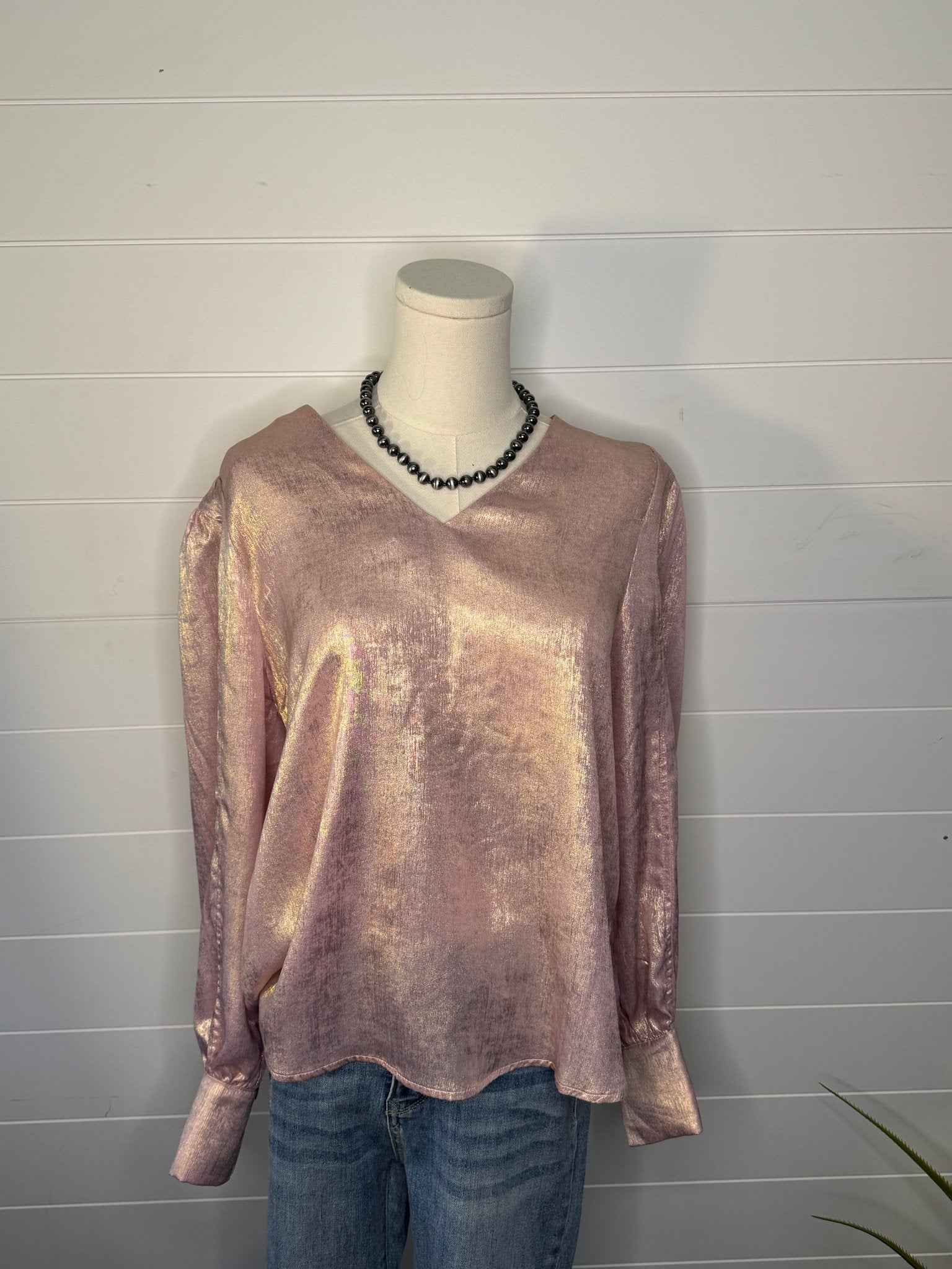 Metallic Long Sleeve Blouse