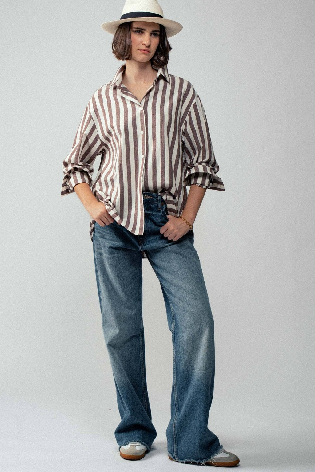 Outlaw Button Down Collared Shirt- Brown and Olive