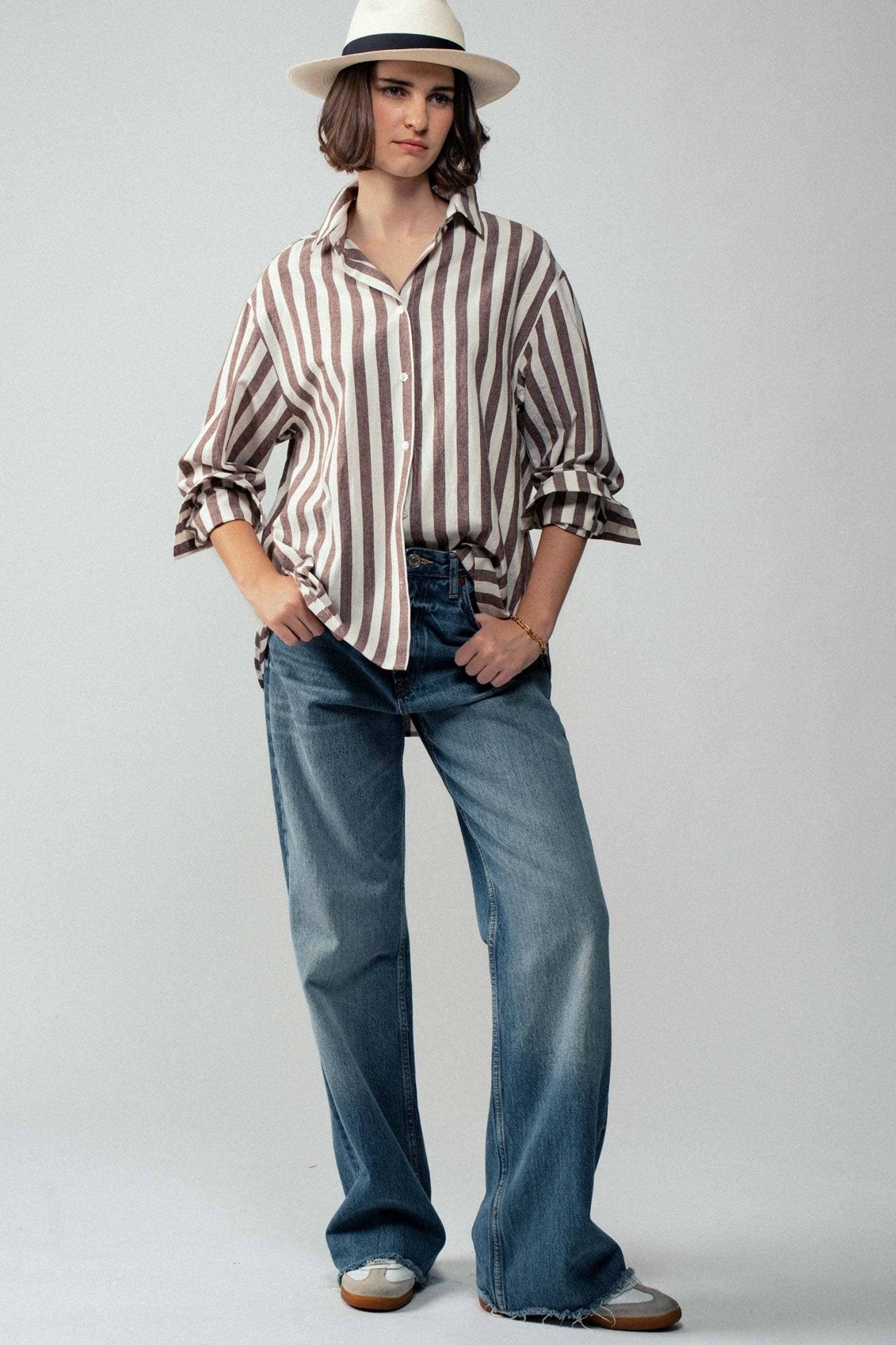 Outlaw Button Down Collared Shirt- Brown and Olive