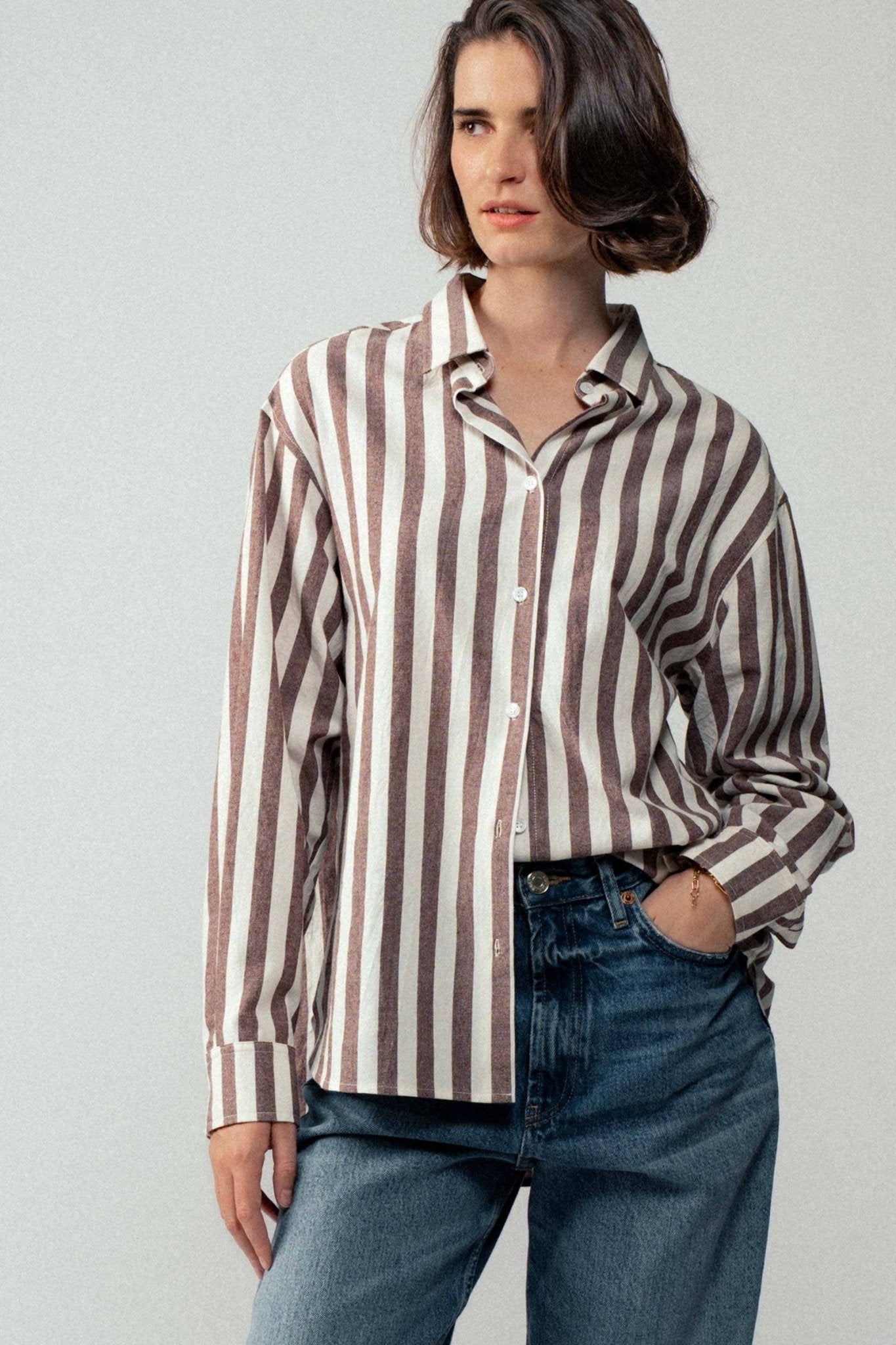 Outlaw Button Down Collared Shirt- Brown and Olive