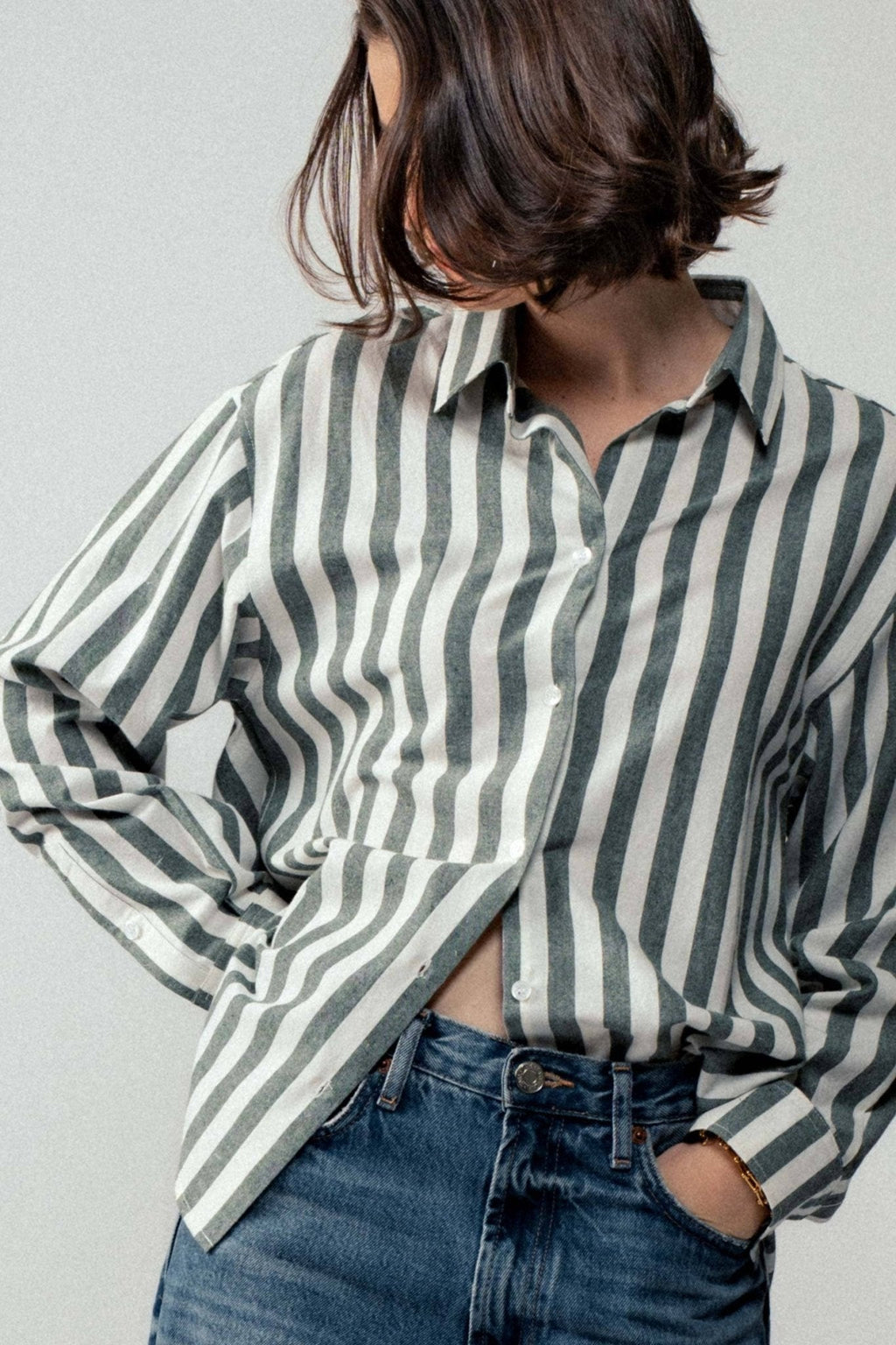 Outlaw Button Down Collared Shirt- Brown and Olive