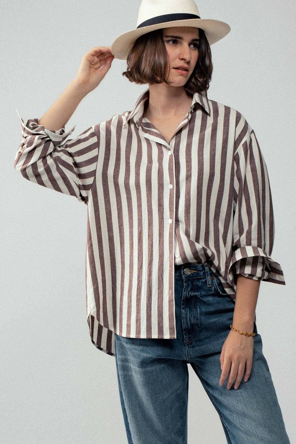 Outlaw Button Down Collared Shirt- Brown and Olive