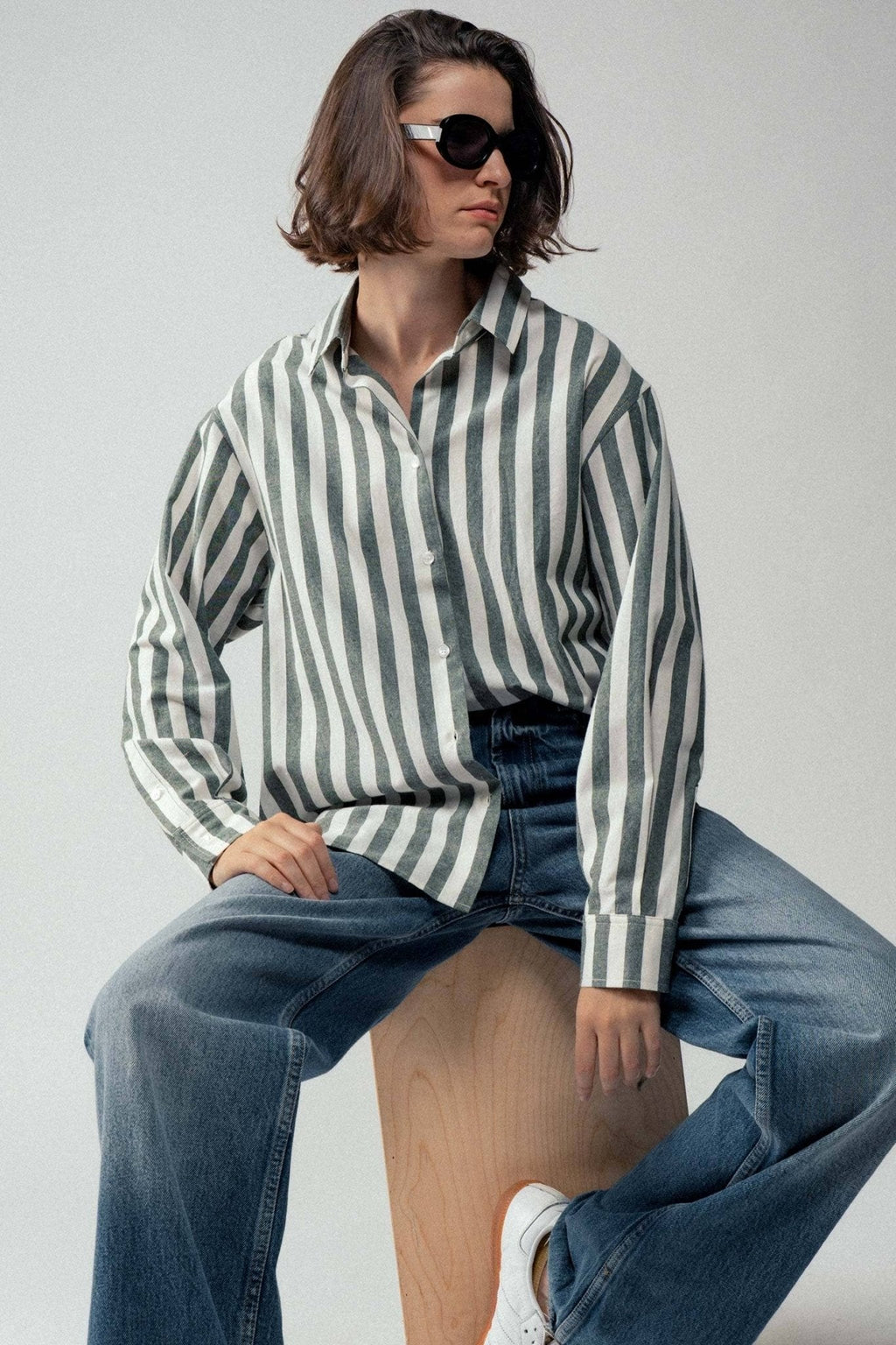 Outlaw Button Down Collared Shirt- Brown and Olive