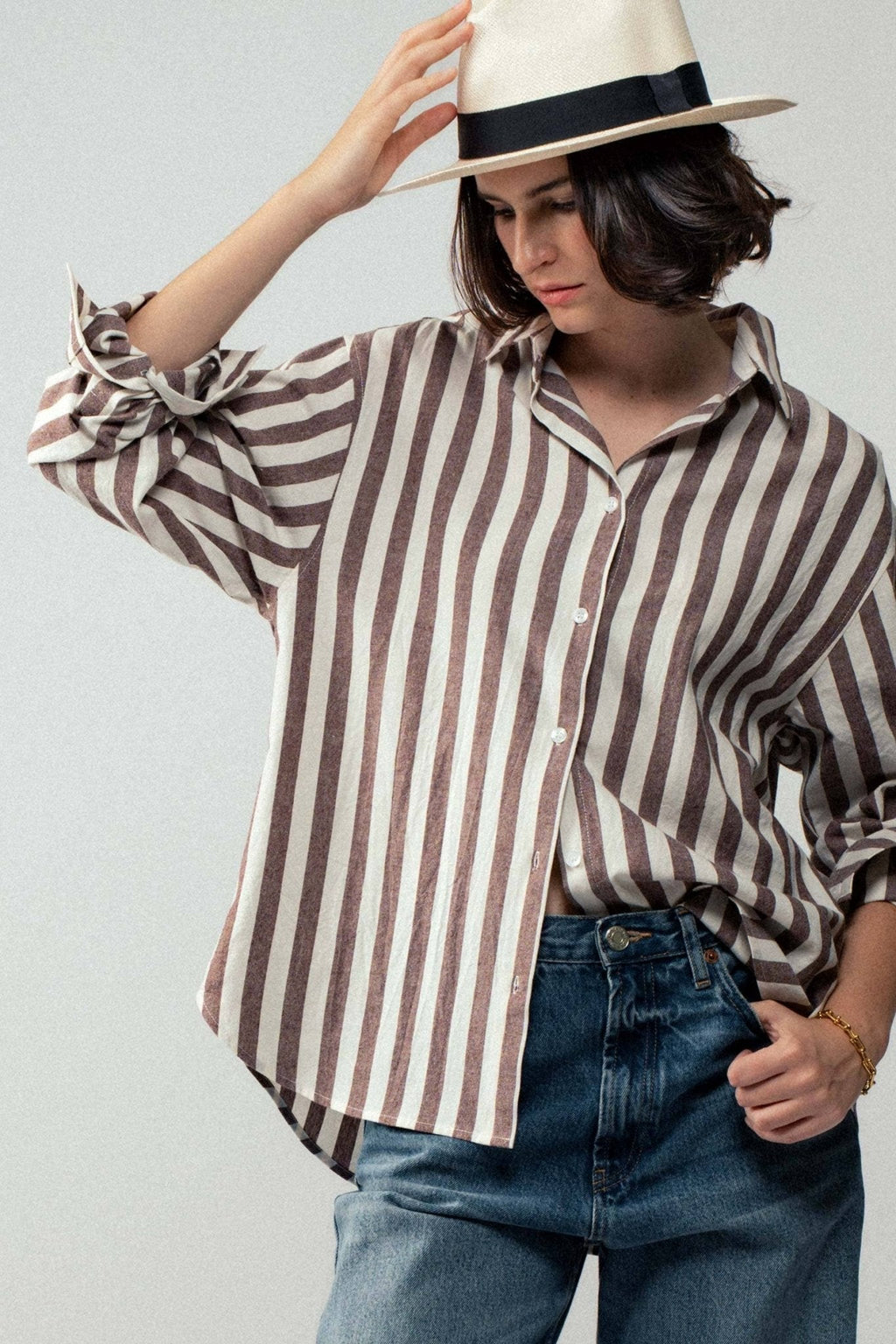 Outlaw Button Down Collared Shirt- Brown and Olive