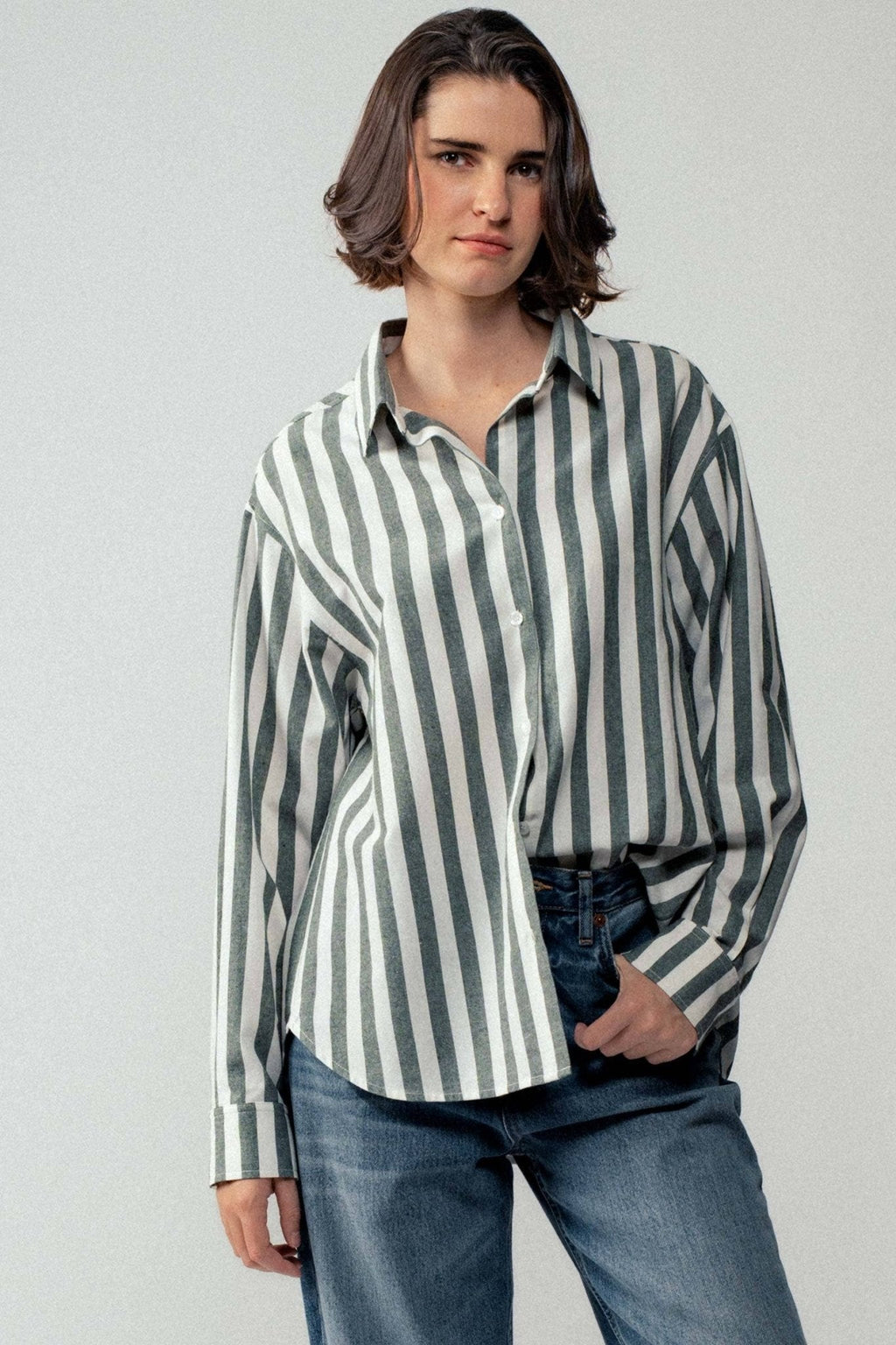 Outlaw Button Down Collared Shirt- Brown and Olive