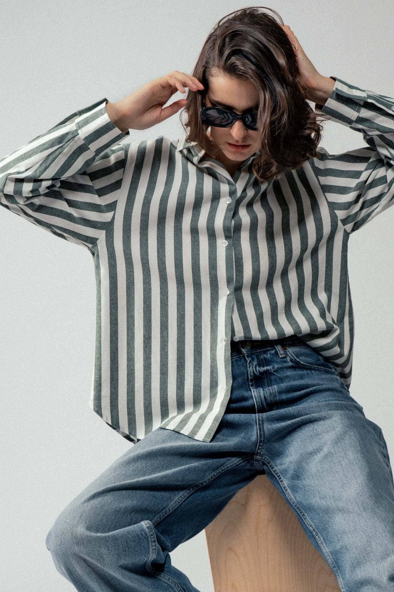 Outlaw Button Down Collared Shirt- Brown and Olive
