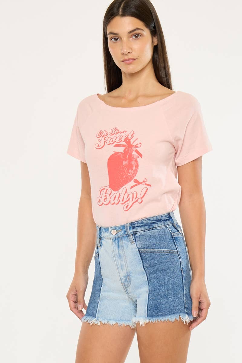 Kan Can Two-Tone Color Block Ultra High-Rise Denim Shorts