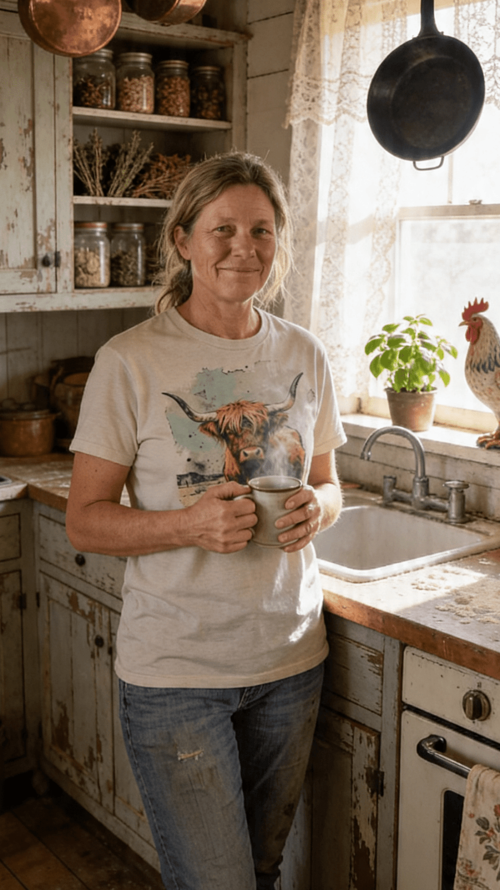 Vintage Highland Cow Graphic Tee | Durable Gildan Blend