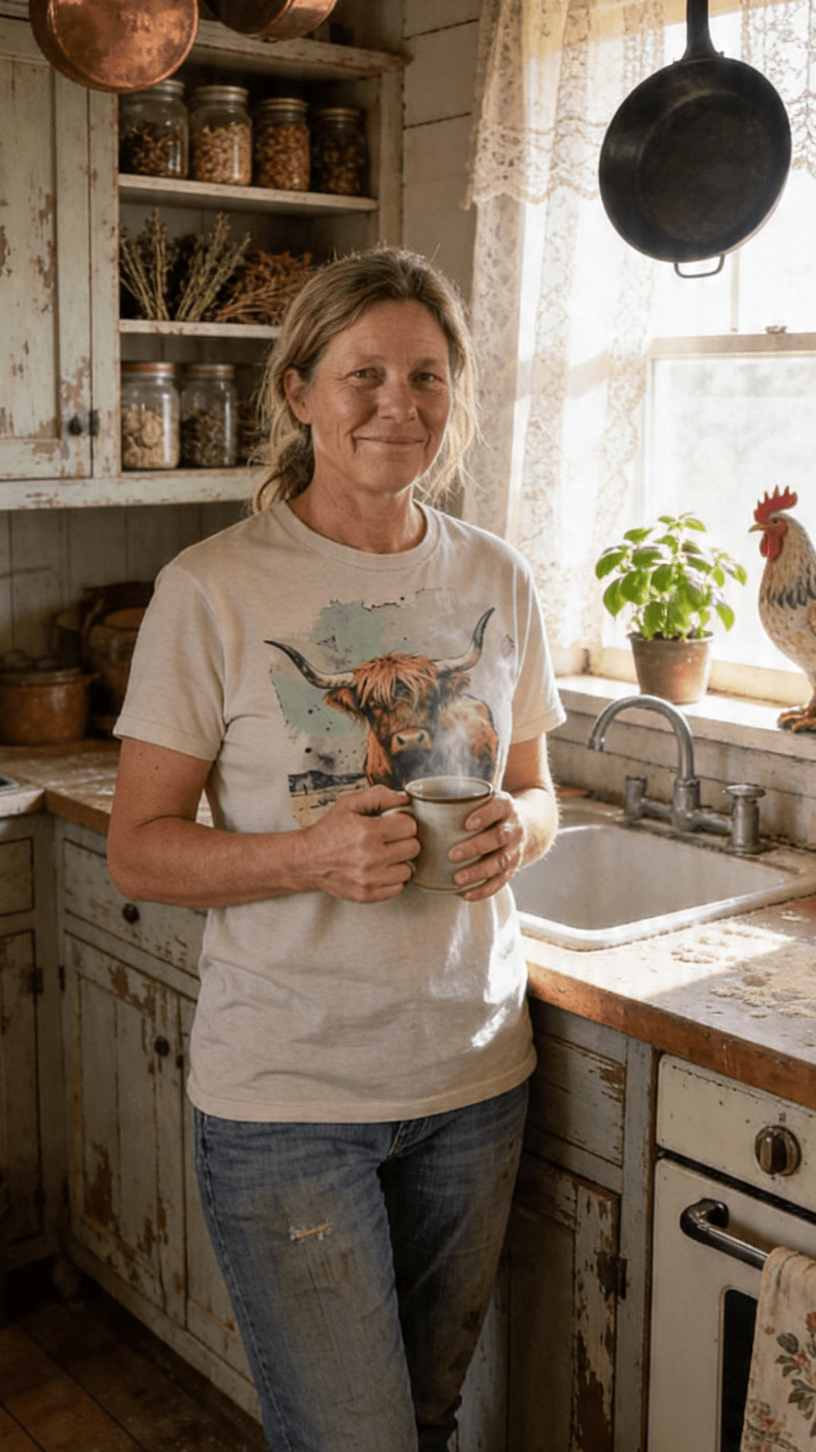 Vintage Highland Cow Graphic Tee | Durable Gildan Blend