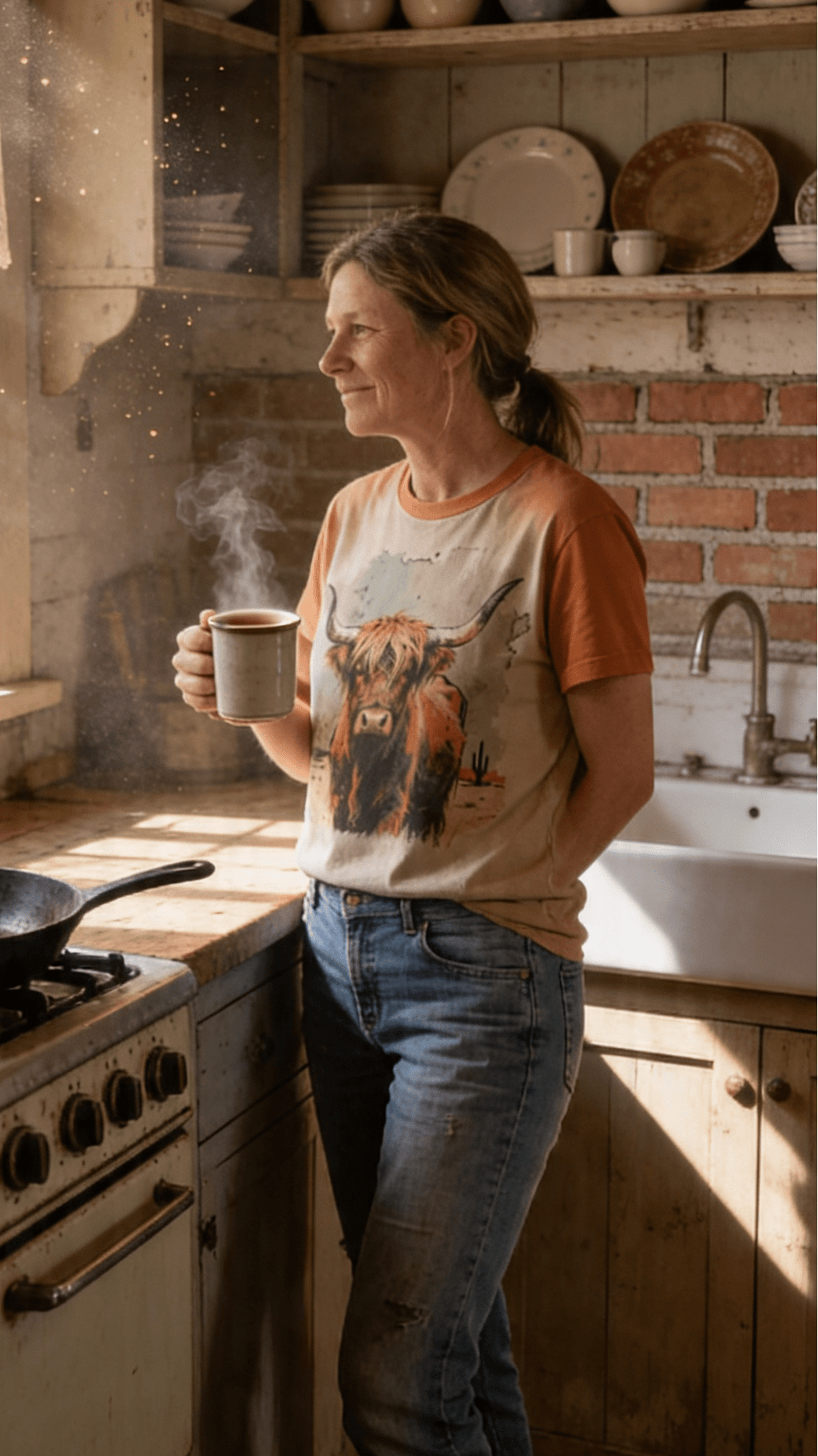 Vintage Highland Cow Graphic Tee | Durable Gildan Blend