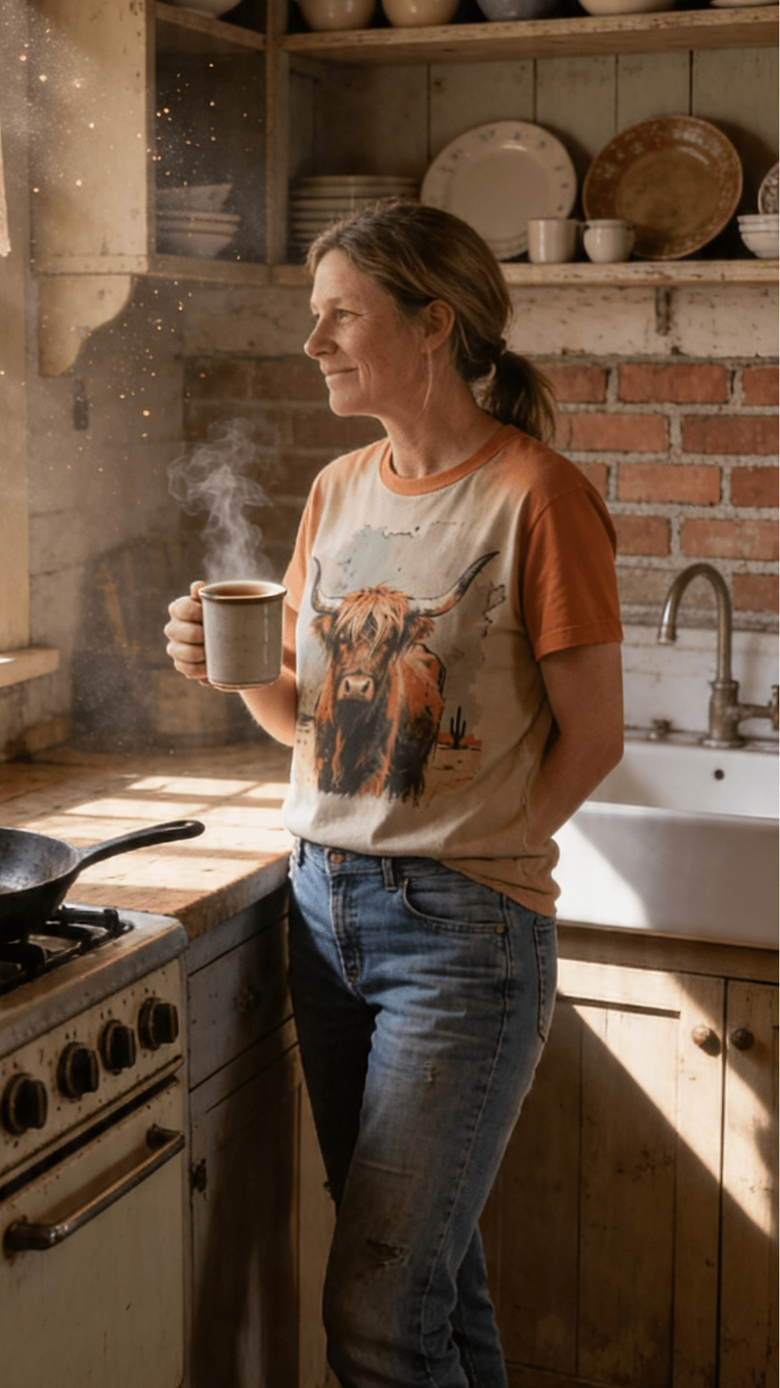 Vintage Highland Cow Graphic Tee | Durable Gildan Blend